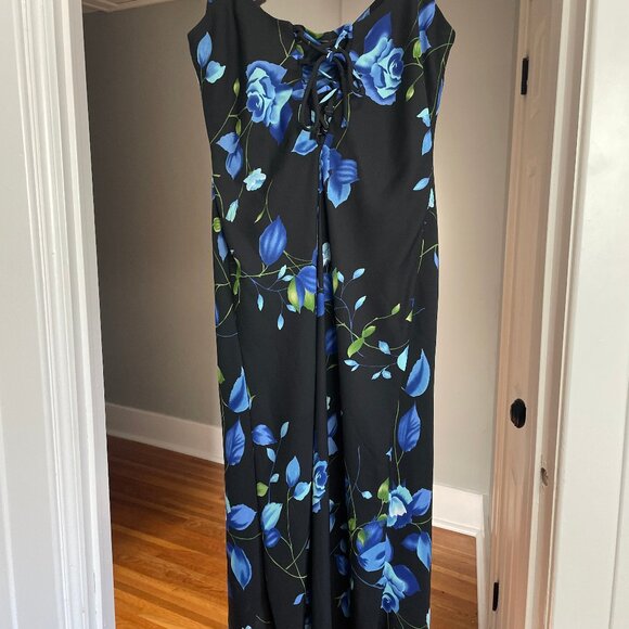 Vintage FMX & Co Speghetti Strap Black Floral Summer Dress - Picture 3 of 7